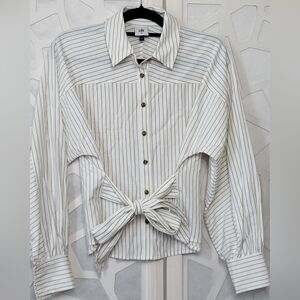 CAbi White Striped Blouse